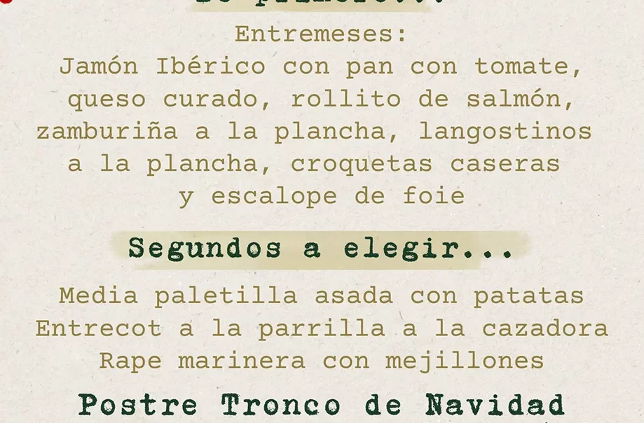 MENÚ DE NOCHE VIEJA 31 DE DICIEMBRE